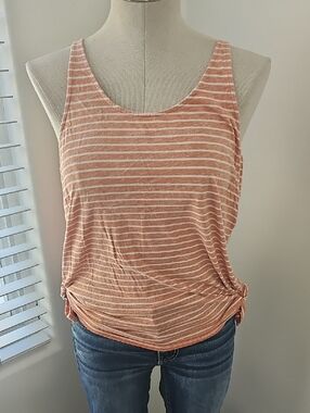 Volcom Orange & White Striped Tank Top
